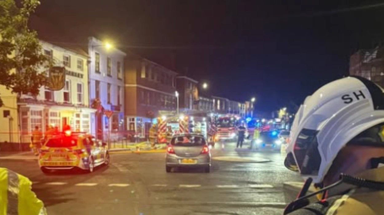 Fire Closes Key Shrewsbury Road; Emergency Services on Scene