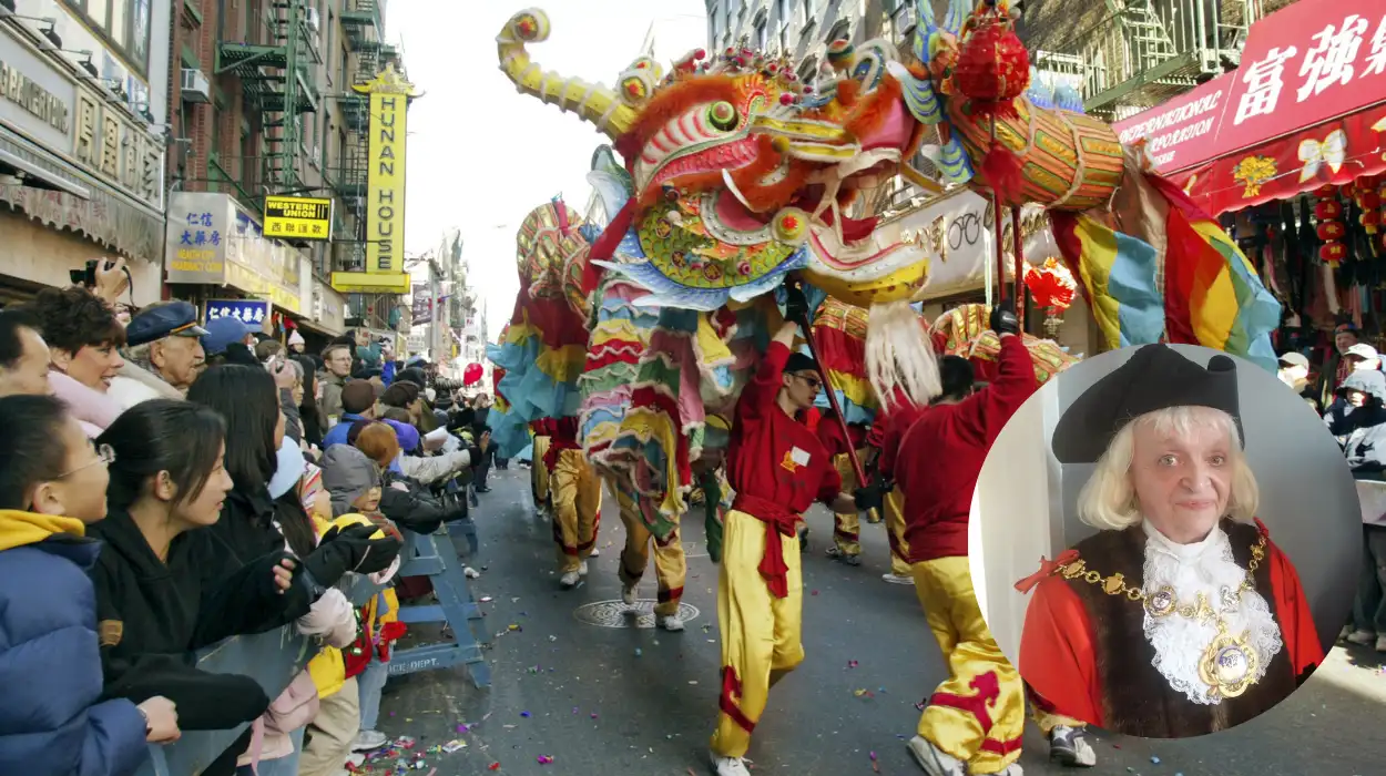 Ely Festivity Huntingdon's Deputy Mayor Dances in Chinese New Year Horse Performance