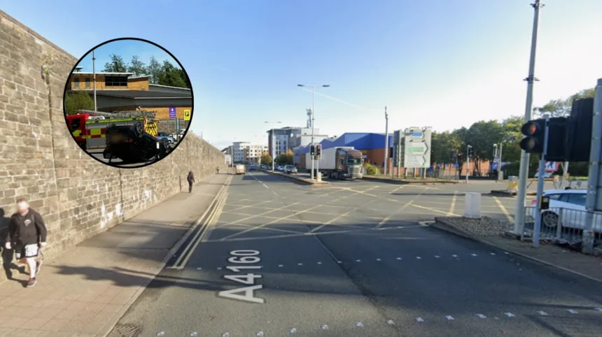 Woman rescued from overturned car in Cardiff 2026