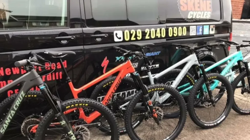 What types of bicycles and cycling equipment does the retail shop provide?