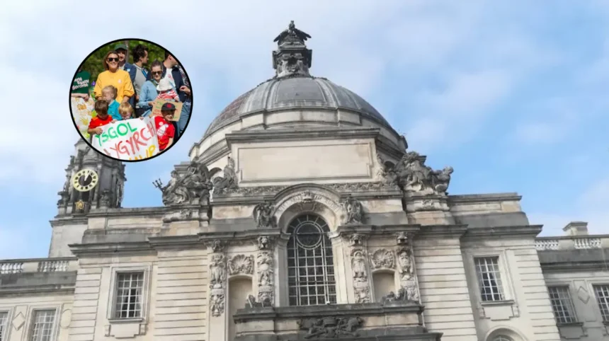 Welsh-medium school and data centre protests draw Cardiff campaigners 2026