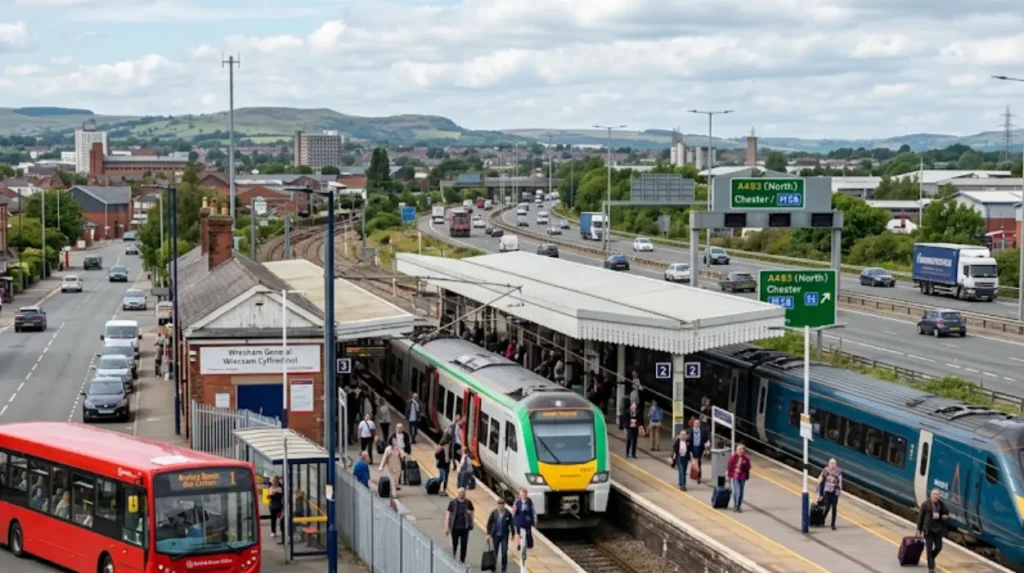What are the transport infrastructure and connectivity networks of Wrexham?