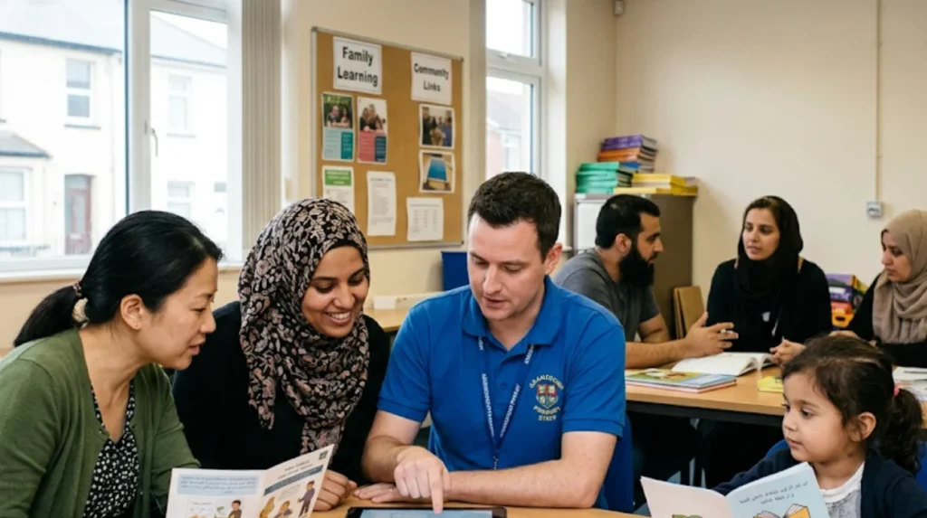 What role does parental engagement and community involvement play at Adamsdown Primary School?