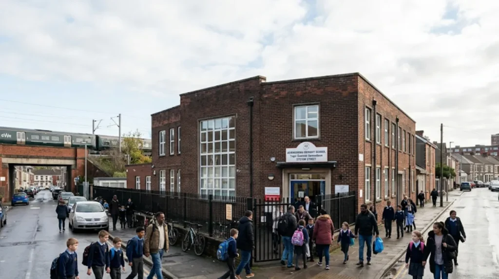 Where is Adamsdown Primary School located and what is its catchment area?