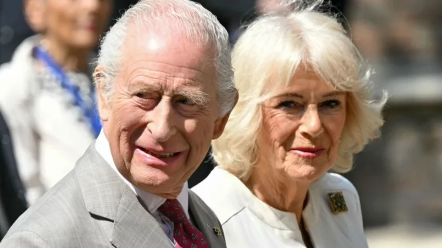 Britains King Charles and Queen Camilla attend the ceremonial opening of the Seventh Senedd, in Cardiff